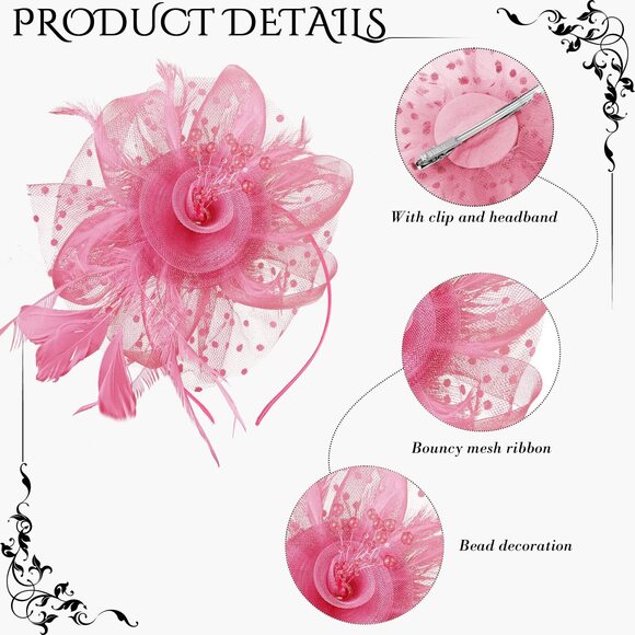 7217 5 Pcs Halloween 1920s Fascinators Hat And Glovess For Women Veil Tea main image 4